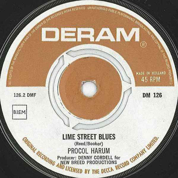 Procol Harum : A Whiter Shade Of Pale / Lime Street Blues (7", Single, Mono)