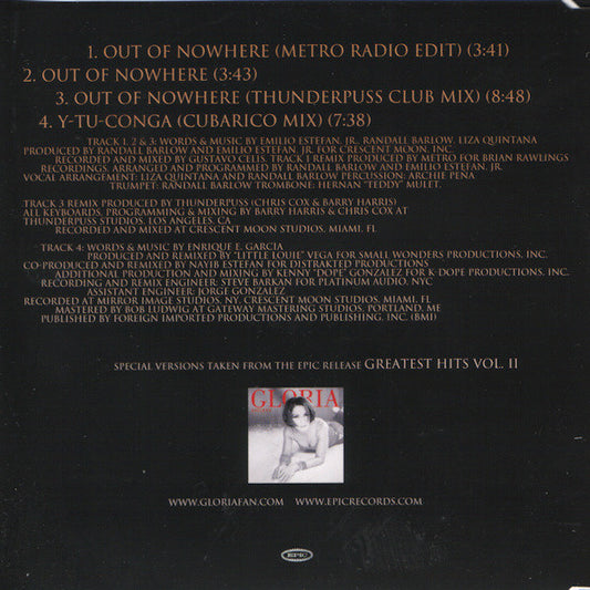 Gloria Estefan : Out Of Nowhere (CD, Maxi)