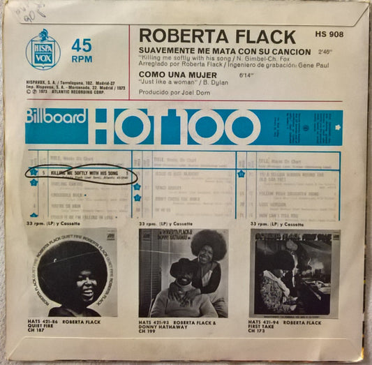 Roberta Flack : Suavemente Me Mata Con Su Canción (7", Single)
