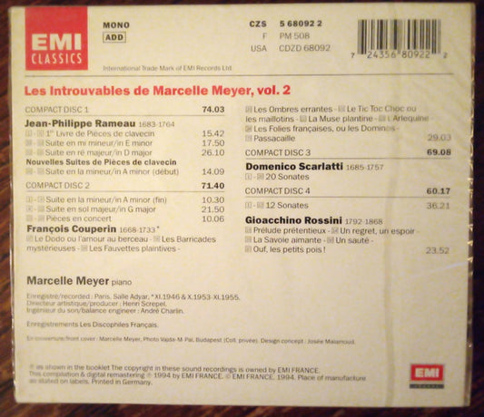 Marcelle Meyer : Les Introuvables Vol. 2 (4xCD, Comp, Mono)