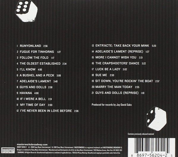 "Guys And Dolls" New Broadway Cast : Guys And Dolls (CD, Album, RE)