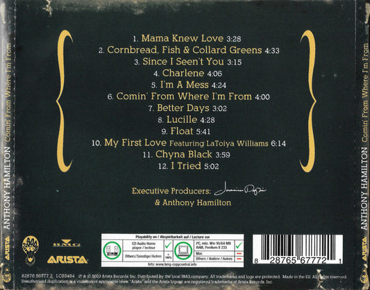 Anthony Hamilton : Comin' From Where I'm From (CD, Album, Copy Prot.)