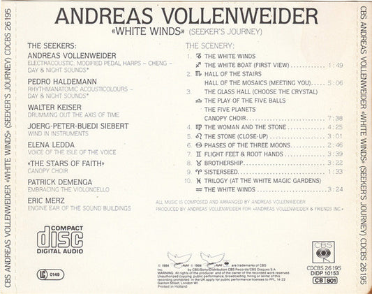 Andreas Vollenweider : White Winds (Seekers Journey) (CD, Album, RE)