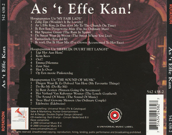 Various : As 't Effe Kan (CD, Comp)