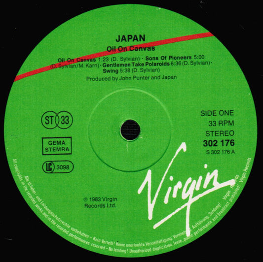 Japan : Oil On Canvas (2xLP, Album, Gat)