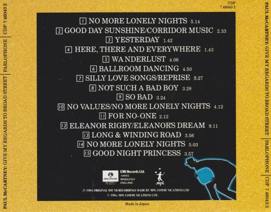 Paul McCartney : Give My Regards To Broad Street (CD, Album, Pre)