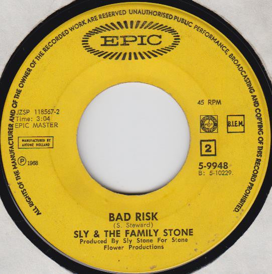Sly & The Family Stone : Dance To The Music / Bad Risk (7", Single)