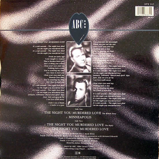 ABC Featuring Contessa Lady V : The Night You Murdered Love (12")