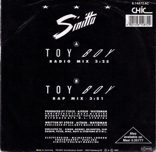 Sinitta : Toy Boy (7", Single)