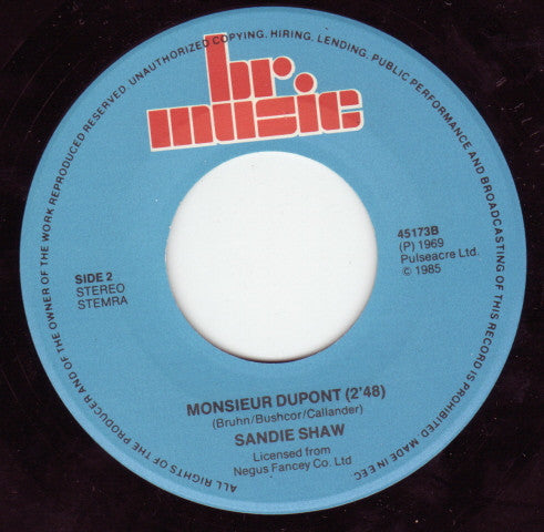 Sandie Shaw : Think It All Over / Monsieur Dupont (7", Single, RE)