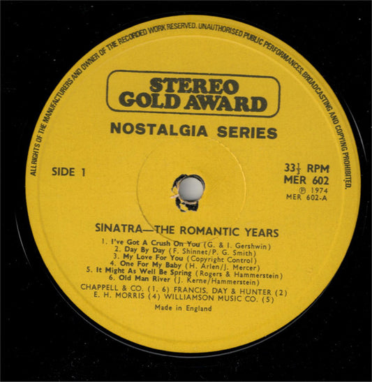 Frank Sinatra : The Romantic Years (LP, Comp, Mono)