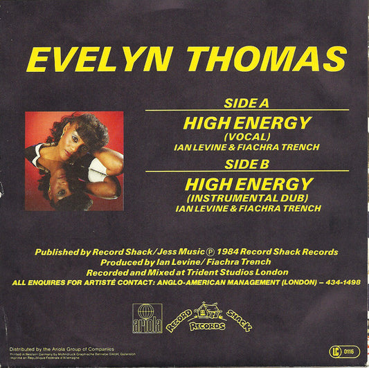 Evelyn Thomas : High Energy (7", Single)