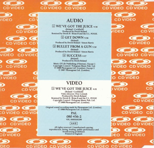 Derek B : We've Got The Juice (CDV, 5", Single, PAL)