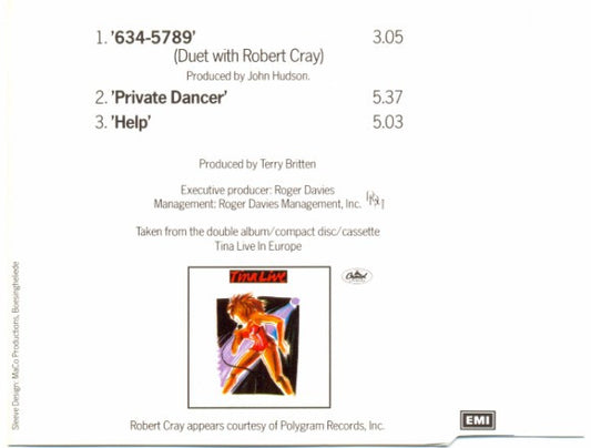 Tina Turner & Robert Cray : 634-5789 (Live) (CD, Single)