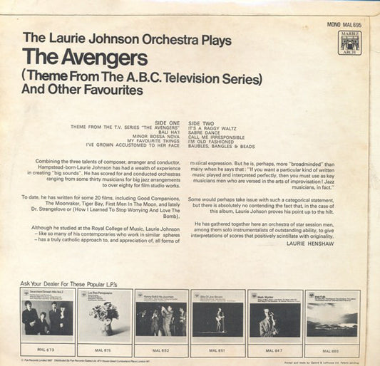 The Laurie Johnson Orchestra : The Avengers (Theme From The A.B.C. Television Series) And Other Favourites (LP, Mono)