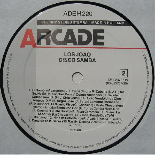 Los João : Disco Samba (LP, Album, RE)