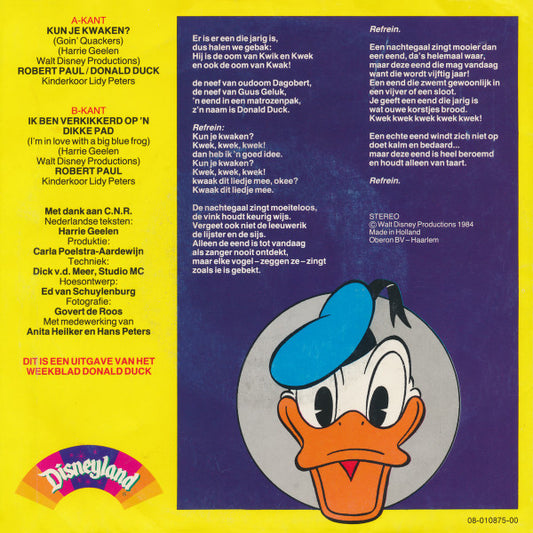 Donald Duck En Robert Paul, Kinderkoor Lidy Peters : Kun Je Kwaken? (7", Single)