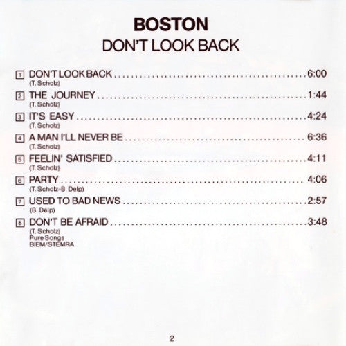 Boston : Don't Look Back (CD, Album, RE)