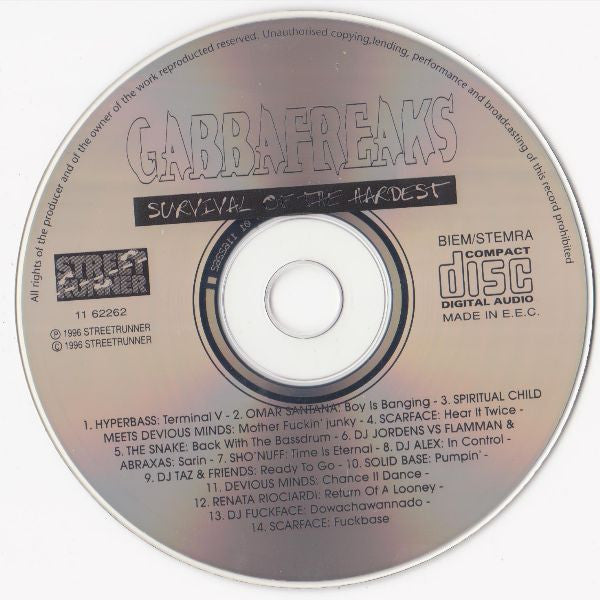 Various : Gabbafreaks (Survival Of The Hardest) (CD, Comp)