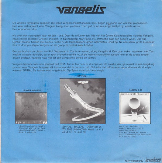 Vangelis : To The Unknown Man (7", Single)