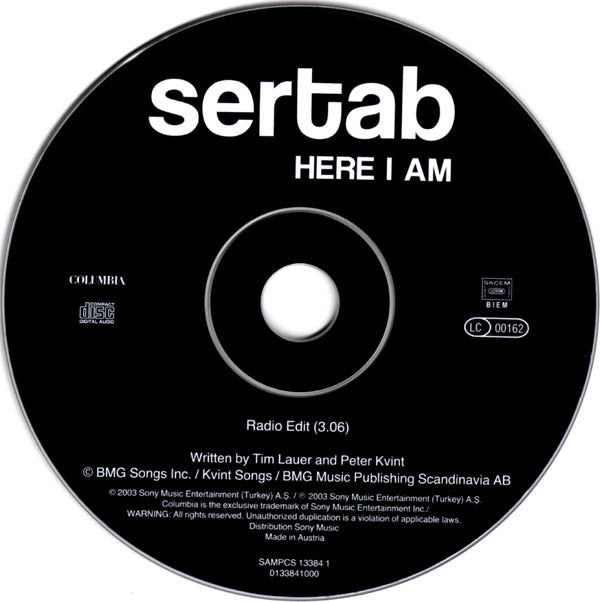 Sertab Erener : Here I Am (CD, Single, Promo)