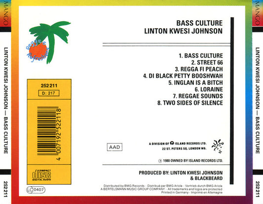Linton Kwesi Johnson : Bass Culture (CD, Album, RE)