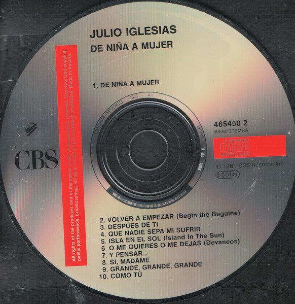 Julio Iglesias : De Niña A Mujer (CD, Album, RE)
