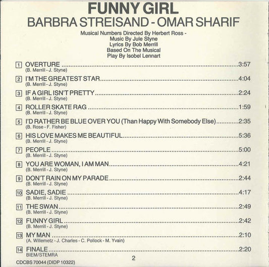 Jule Styne, Barbra Streisand, Omar Sharif : Funny Girl (The Original Sound Track Recording) (CD, Album, RE)