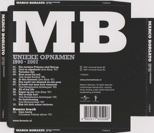 Marco Borsato : Unieke Opnamen 1990-2007 (CD, Comp)