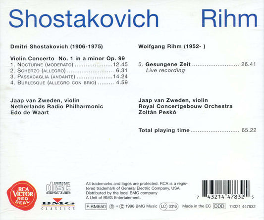 Jaap van Zweden, Dmitri Shostakovich, Wolfgang Rihm : Shostakovich - Rihm - Jaap van Zweden (CD)