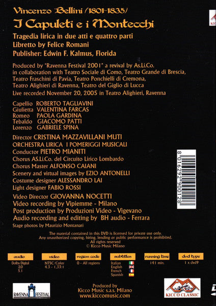 Vincenzo Bellini : I Capuleti e i Montecchi (DVD-V, NTSC)
