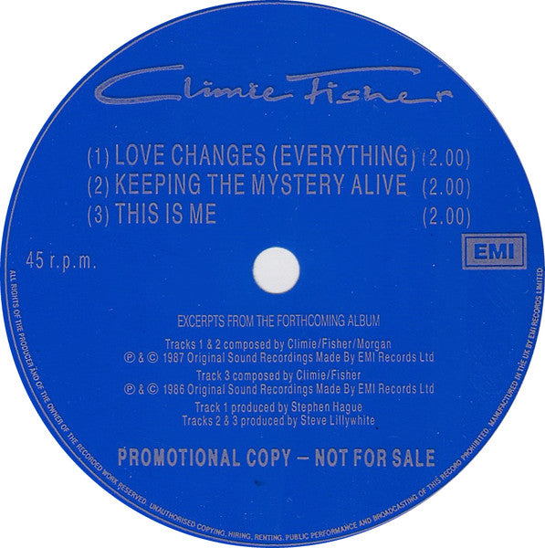 Climie Fisher : Love Changes (Everything) (Flexi, 7", S/Sided, Promo, Blu)