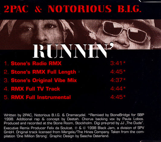 2Pac & Notorious B.I.G. : Runnin' ('98 Remixes By StoneBridge) (CD)