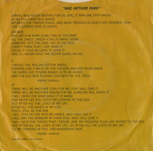 Richard Harris : Mac Arthur Park (7", Single)