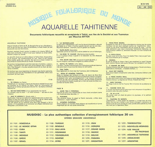 Maurice Bitter : Aquarelle Tahitienne (LP)