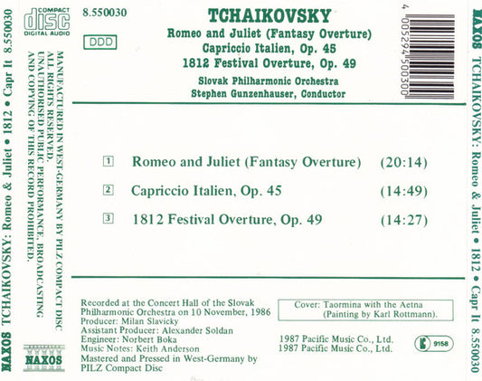 Pyotr Ilyich Tchaikovsky - Slovak Philharmonic Orchestra, Stephen Gunzenhauser : Romeo And Juliet (Fantasy Overture). Capriccio Italien. 1812 Overture (CD, Album)