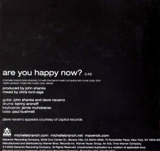 Michelle Branch : Are You Happy Now? (CD, Single, Promo)