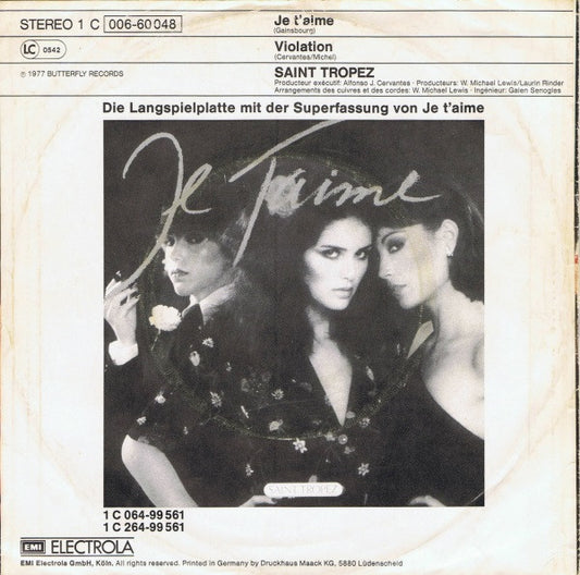 Saint Tropez : Je T'aime (7", Single)