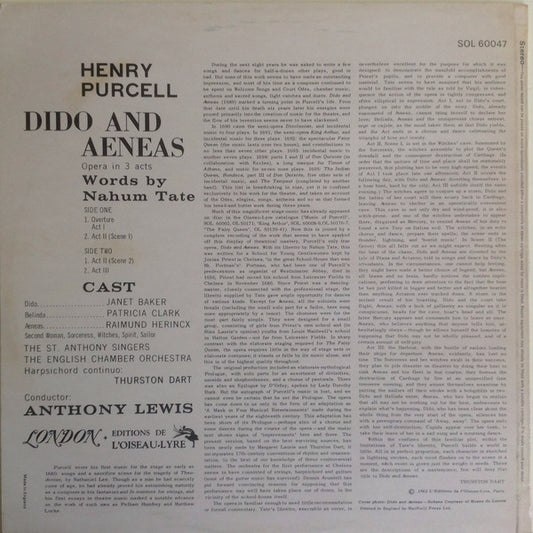 Henry Purcell : Dido And Aeneas (LP)
