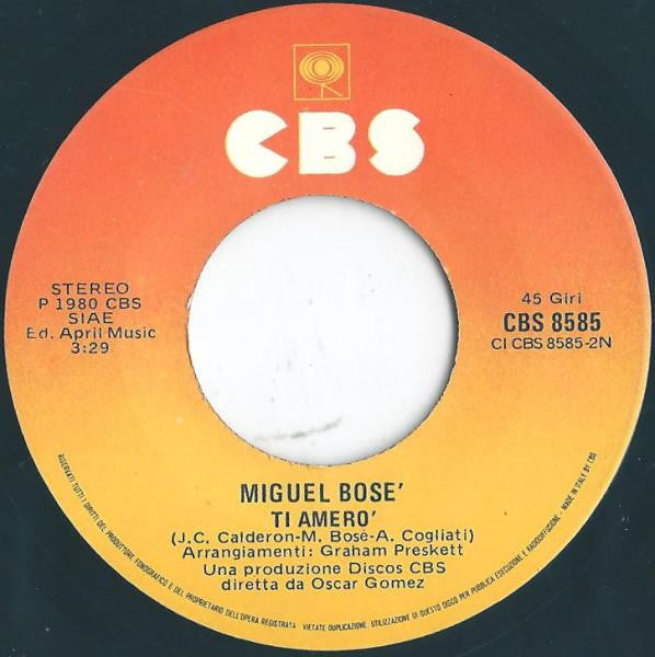 Miguel Bosé : Olympic Games (7")
