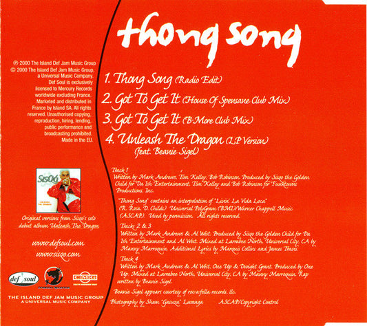 Sisqo : Thong Song (CD, Single)