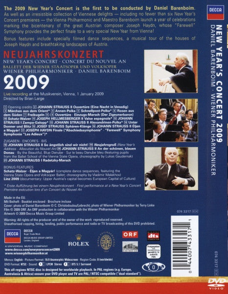 Daniel Barenboim, Wiener Philharmoniker : Neujahrskonzert 2009 (New Year's Concert 2009) (DVD-V, NTSC)