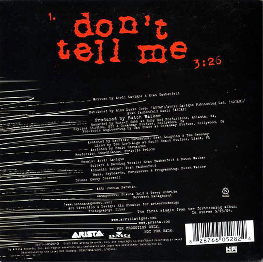 Avril Lavigne : Don't Tell Me (CD, Single, Promo)