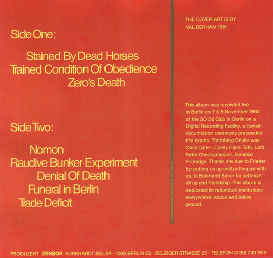 Throbbing Gristle : Funeral In Berlin (LP, Album, Ltd)