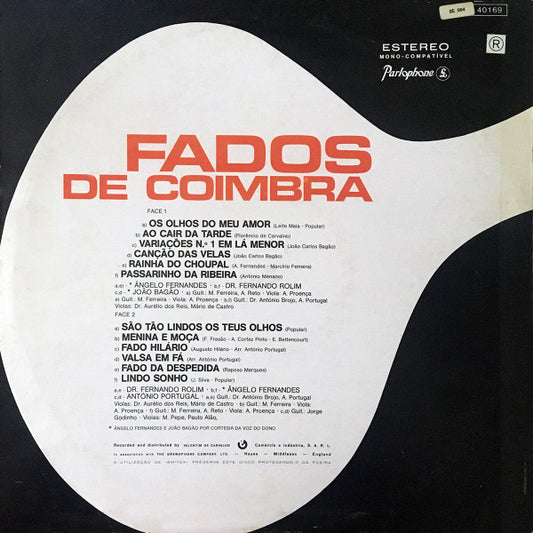 Ângelo Fernandes / Fernando Rolim / João Bagão / António Portugal : Fados De Coimbra (LP, Comp, RE)