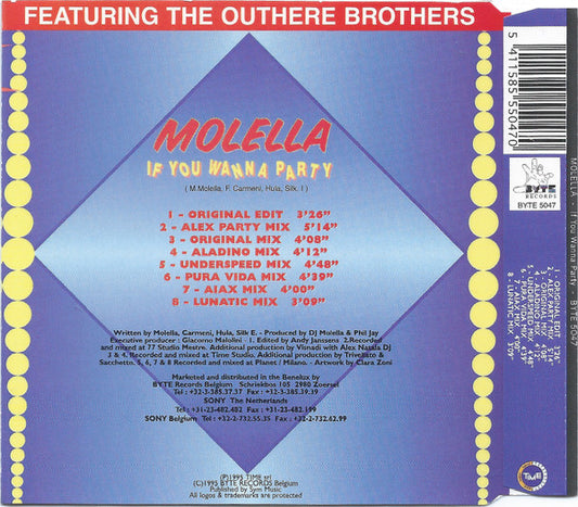 Molella Featuring The Outhere Brothers : If You Wanna Party (CD, Maxi)