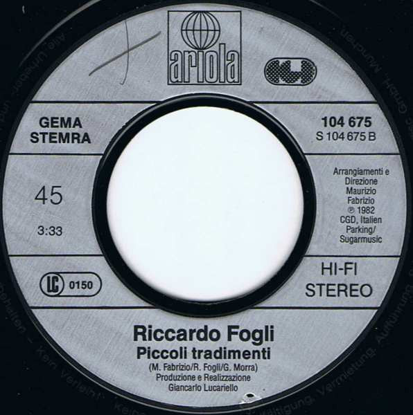 Riccardo Fogli : Compagnia (7", Single)