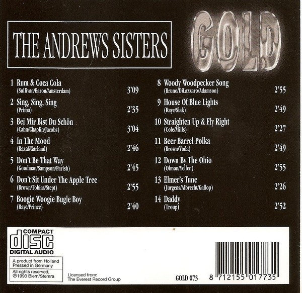 The Andrews Sisters : Gold (CD, Comp)