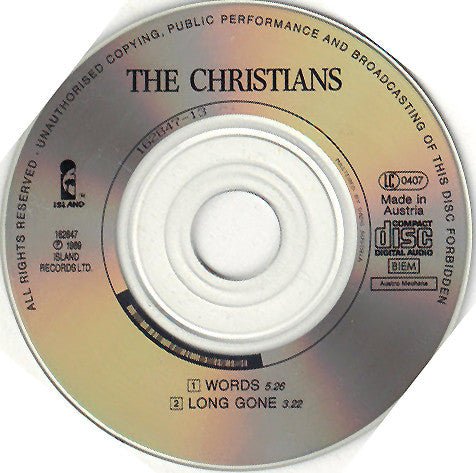 The Christians : Words (CD, Mini, Single)