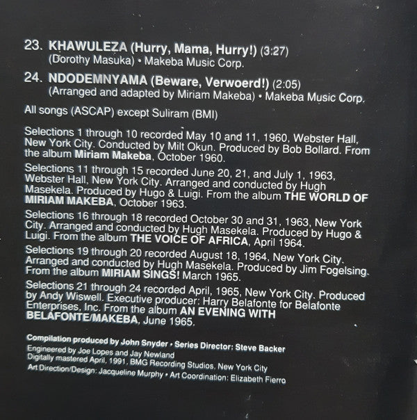 Miriam Makeba : Africa (CD, Comp, RM)